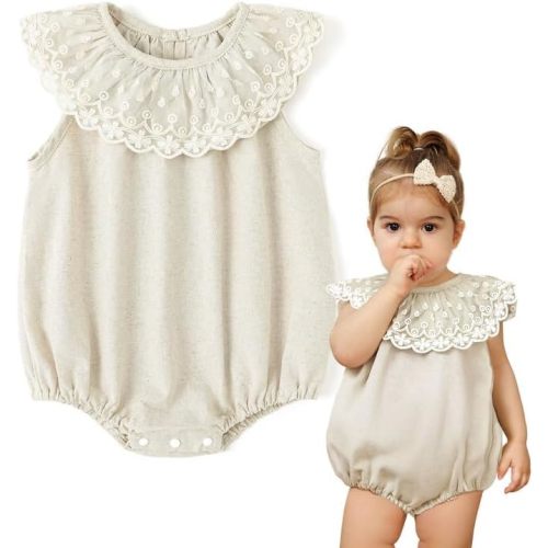 Simplee kids Baby Boys Girls Ruffle Romper Summer Outfit Jumpsuit Linen Bodysuits