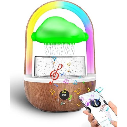 Aromatherapy Essential Oil Diffuser Rainbow Rain Cloud Humidifier Water Drip Mushroom Diffuser with Running Lights & Rain Sounds for Sleeping - Tabletop Water Fountain & Night Light