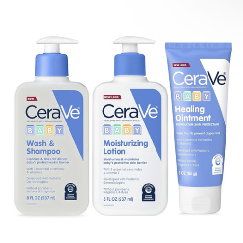 CeraVe Baby Bath Set, 8oz Wash & Shampoo + 8oz Moisturizing Lotion + 3oz Healing Ointment, Fragrance, Parabens, Phthalates, & Tear Free Baby Bath Essentials