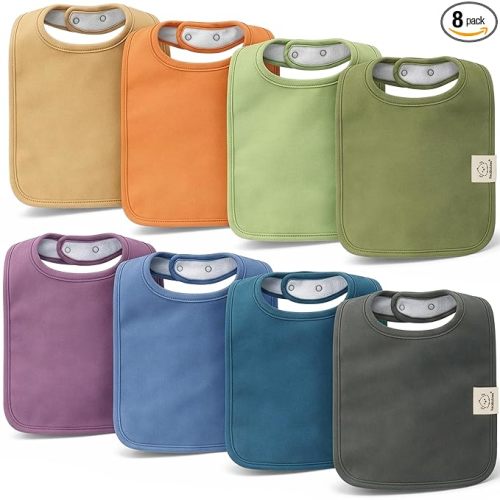 KeaBabies 8-Pack Organic Baby Bibs for Drooling and Teething - Super Absorbent Cotton Drool Bibs for Baby Girl & Boy, Teething Toddler, Drooling Newborn, Ultra Soft & Machine Washable (Cruise)