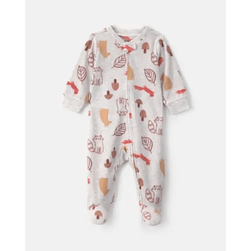 Baby Autumn Fleece 2-Way Zip Sleep & Play Pajamas - Grey | Carter's