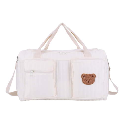 Quilted Baby Diaper Bag Large Cute Duffle Bag For Women (One Bear)