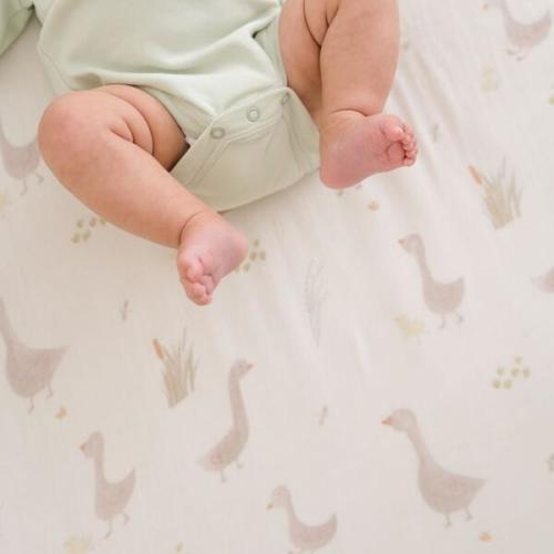 Charlie Farmhouse Goose Crib Fitted Sheet for Baby Nursery - Crane Baby | Maisonette