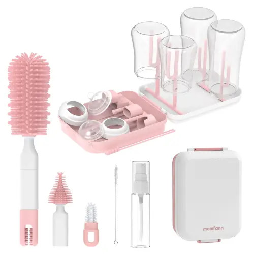 [Mother's Day Gift]Baby Bottle Brush Set,8 in 1 Magnetic Design Cleaner Bottle Brush Kit with Silicone Brush,Drying Rack for Baby Bottle, Breast Pumps,Nipples - Home&Travel Gift for New Parents - TikTok Shop