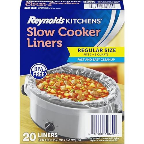 Reynolds Kitchens Slow Cooker Liners, Regular (Fits 3-8 Quarts), 20 Count