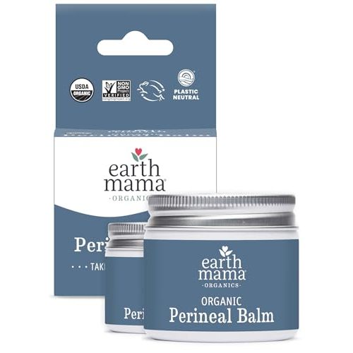 Earth Mama Organic Perineal Balm | Naturally Cooling Herbal Salve for Pregnancy and Postpartum Relief with Witch Hazel & Calendula, Feminine Care Essentials, No Benzocaine or Butane, 2-Oz (2-Pack)