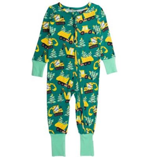 RuffleButts SoftSnooze Gender Inclusive Holiday Convertible One Piece Pajamas - Holiday Haul, 3-6m