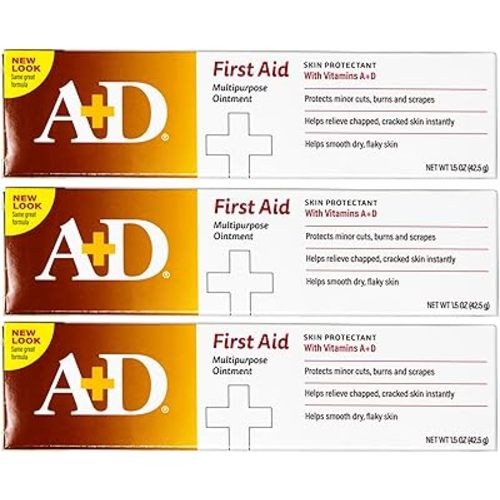 A+D First Aid Ointment, Multipurpose Dry Skin Moisturizer and Skin Protectant, 1.5 Oz (Pack of 3)