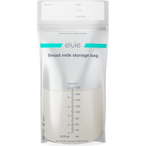 Elvie - Leak-Proof Breastmilk Storage Bags - Freeze and Warm Breast Milk - at Home or On The Go - Hygienic Double-Seal Zipper - Breastfeeding Essentials - 100 Count