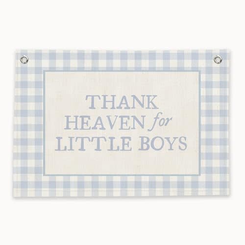 RTXLEZM Boys Nursery Room Decor,Thank Heaven for Little Boys,Baby Shower | Blue Boy Room Playroom Decor Large Canvas Banner Flag Print,It's A Boy Sign,Newborn Gifts for Toddler Bedroom Kids room,36x24