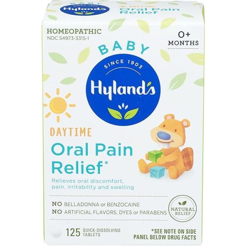 Hyland's Baby Daytime Oral Pain Relief Tablets - 125-Count, Up to 62 Doses - Baby and Toddler Soothing Tablets with Chamomile for Discomfort, Irritability & Swelling