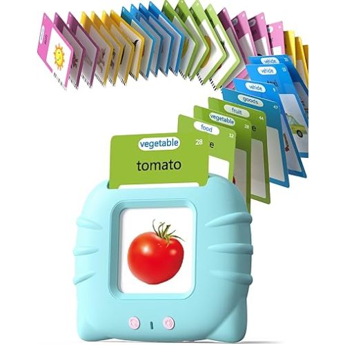 Talking Flash Cards for Toddlers 1 2 3 4 Year Olds, Montessori Language Learning with 224 Words, Pocket Speech Therapy Tools, and Speech Development Educational Playthings for Children