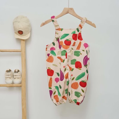 Baby Toddler Vegetables Beige Overalls