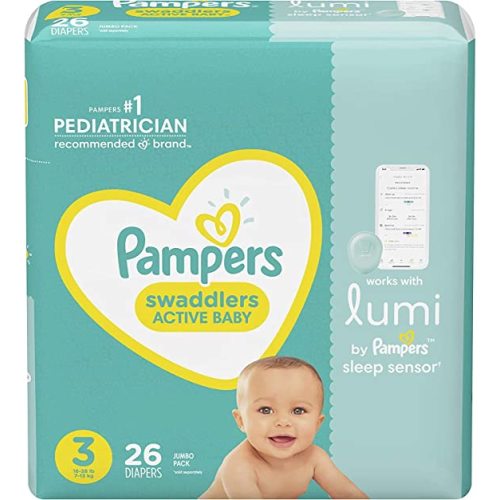 Lumi by Pampers, Size 3 Diapers, Jumbo - Compatible with Lumi Sleep System (Sold Separately), 26 Count