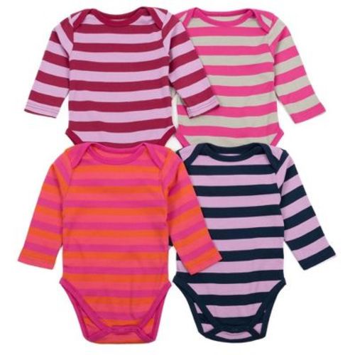 Leveret Baby Four Pack Long Sleeve Bodysuits Cotton Boho Striped Girls 3-6 Month