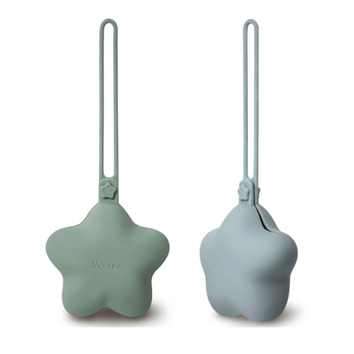 Moonkie Silicone Pacifier Holder Case, Cute Portable Pacifier Storage Case, 2 Pack