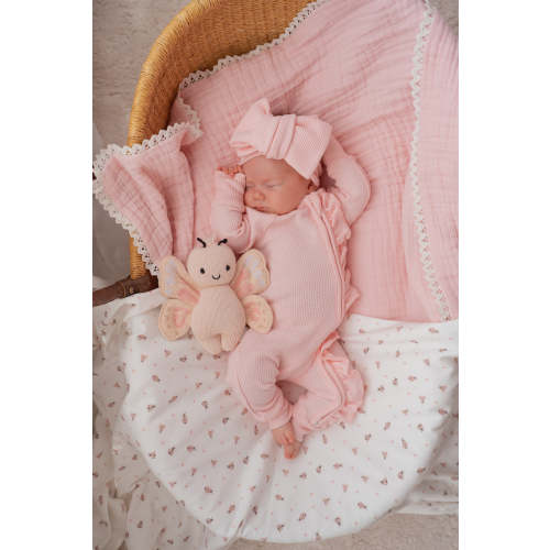 Frill Zip Romper | Baby Pink Waffle – Little and Fern