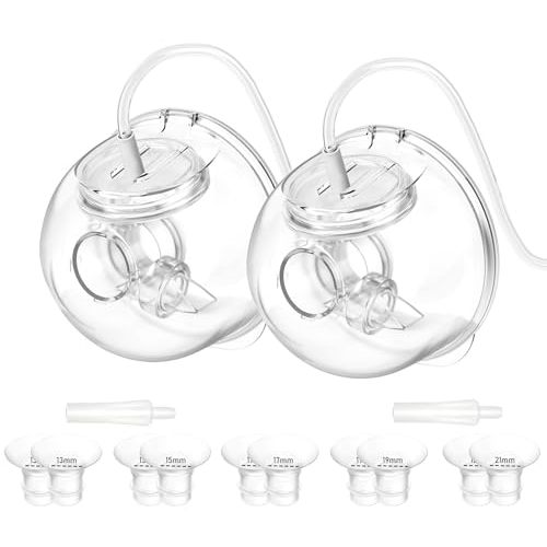 2 Pack CaraCups Wearable Milk Collection Sets and 10pcs Flange Inserts 13/15/17/19/21 * 2pc for Spectra S1 S2 9 Plus and SG, Fit for Spectra/Medela/Lansinoh 24mm Wearable Breast Pump Collection Cup