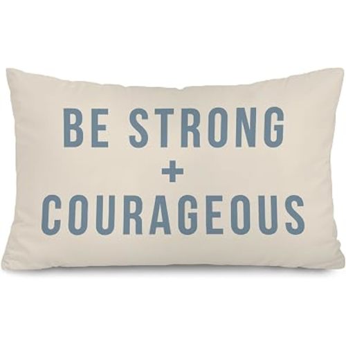 Christian Nursery Decor 12x20 Pillow Cover, Be Strong and Courageous Bible Verse Motivational Decorative Throw Pillow Covers Pillowcases for Kids Toddler Nursery Room Bedroom Playroom Decor