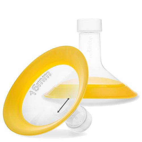 Nenesupply 15mm Oval Flanges Compatible with Medela Breast Pump Parts Replace 17mm Flange Accessories. Work with Pump in Style Parts Symphony Parts Swing Maxi Harmony and Personalfit Flex Connector