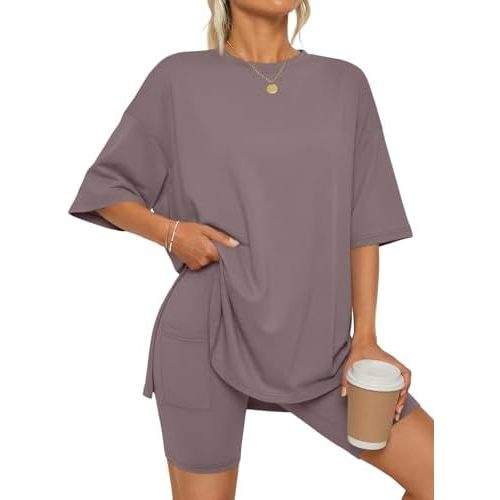LILLUSORY Womens Lounge Sets Shorts 2 Piece Matching Pajamas Summer Outfits 2026 Casual Oversized Sweatsuits Spring Clothes