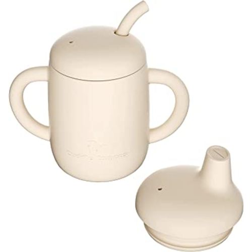 Cuddle Campus Sippy Cups 7OZ, [4 in 1] Baby Cups, Shatterproof Silicone Straw Cup,Open Cup for 6M, 6M+,6-12 Months,1/1+ Year Old Baby,Toddler