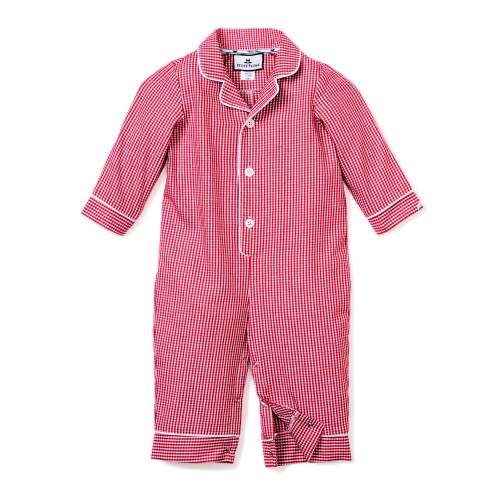 Baby's Flannel Romper in Red Mini Gingham