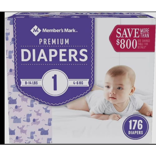 Member's Mark Premium Baby Diapers, Sizes Newborn - 8 - Samsclub.com