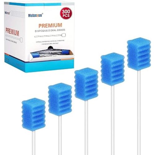 300 Pcs Disposable Oral Swabs, Long Handle Sponge Swabs for Mouth Cleaning