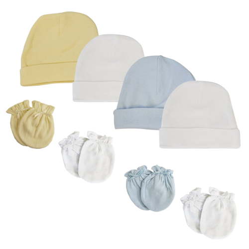 Baby Boys Caps and Mittens (Pack of 8)