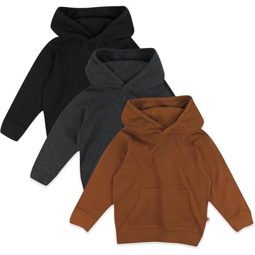 HonestBaby unisex-baby 3-pack Thermal Hoodie 100% Organic Cotton for Baby, Toddler Boys