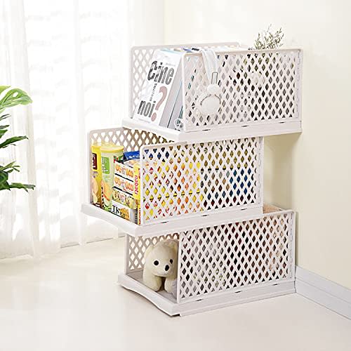 Stackable Wardrobe Storage Box, Detachable Drawer Organizer, Foldable Clothes Shelf Baskets, Plastic Containers Bins Cubes, Suitable for Bedroom, Bathroom, Kitchen, Office (3L)