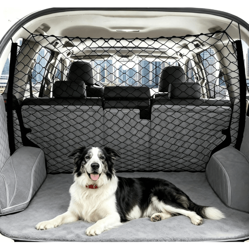 Dog Car Barrier Net Pet Car Divider Back Seat Barrier Net for Trucks, SUV, Full Sized Sedans Pet Restraint Car Backseat Divider Vehicle Gate Cargo Area Travel Trunk Mesh Net Screen Barricade 47.2x35.4 In