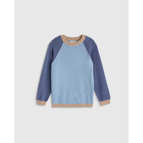 TODDLER Boys Colorblock Cashmere Crewneck Sweater in Soft Blue Colorblock | Quince Canada