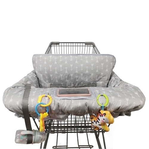 ICOPUCA Shopping Cart Cover for Baby boy Girl, Anti Slip Design, High Chair Cover, Machine Washable for Infant, Toddler, Grocery Cover (Grey)