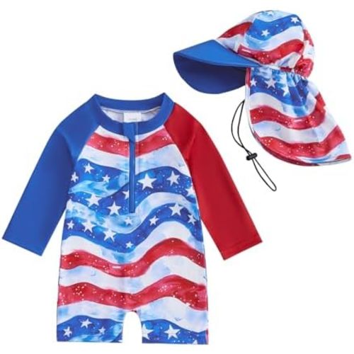 Hnyenmcko Baby/Toddler Boy Rash Guard Swimsuit Long Sleeve One Piece Zipper Swimwear Sunsuit Infant Bathing Suit Beachwear