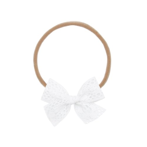 Vintage - White Crochet Lace Bow Headband