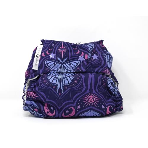 Cloth Diaper - Mystic Moon Moths and Mushrooms - Diaper Cover or Pocket Diaper (One Size)