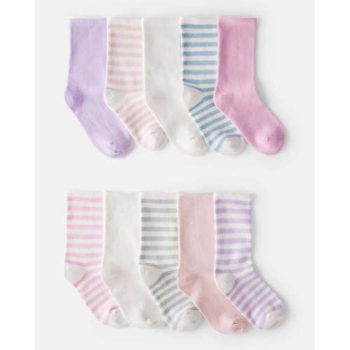 Girls 10-Pack Striped Crew Socks - Carter's | Carter's