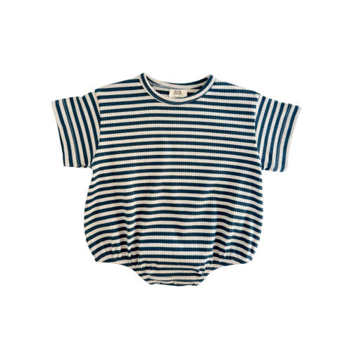 Steel Blue Stripe / Organic Ribbed T-Shirt Bubble