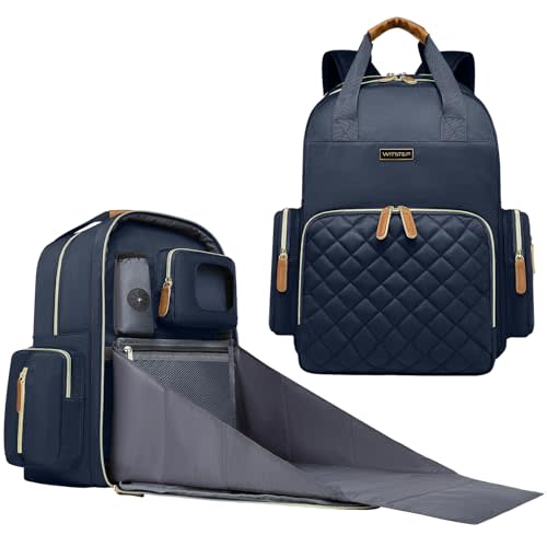 WITSTEP Diaper Bag Backpack with Changing Station, Baby Diaper Bag Organizer for Moms Dads Large Baby Changing Bags