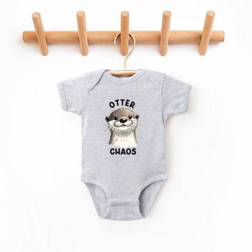 The Juniper Shop Otter Chaos Baby Bodysuit - 18 Month - Heather Grey