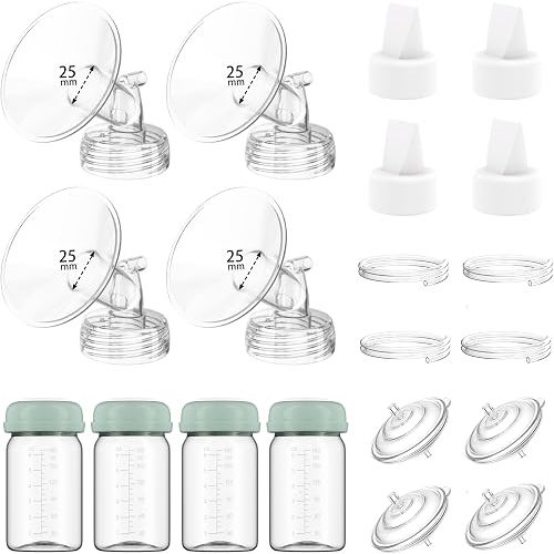 4 Full Pump Parts Kits for Spectra S1/S2/9 Plus/Synergy Gold, Replacement Kit for Spectra Pump Parts 4PC,Include 25mm Flange, Duckbill Valve, Tube, Bottle, Backflow Protector, Not Original Accessories