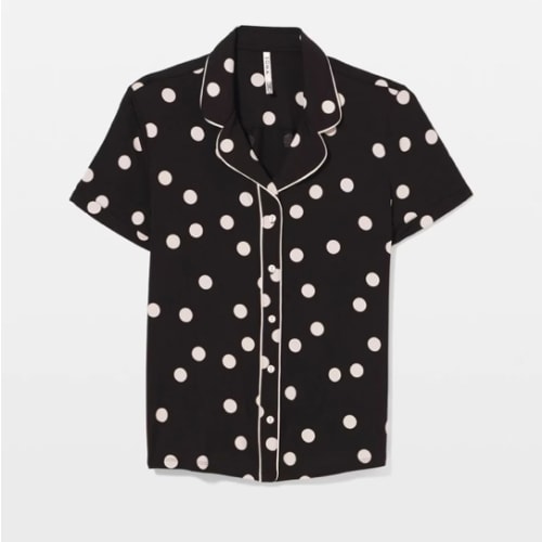 Short Sleeve Notch Collar Pajama Top