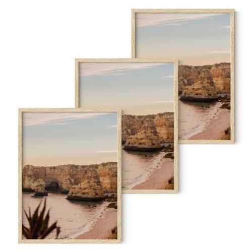Haus and Hues Set of 3 Oak Wood Single Picture Frame with Plexiglass Cover