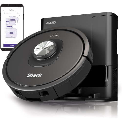 Restored Shark Matrix Self-Empty Robot Vacuum, 45-Day Capacity Base, Self-Cleaning Brushroll for Pet Hair, Carpets & Hardfloors, Precision Home Mapping, Wi-Fi, RV2310AE