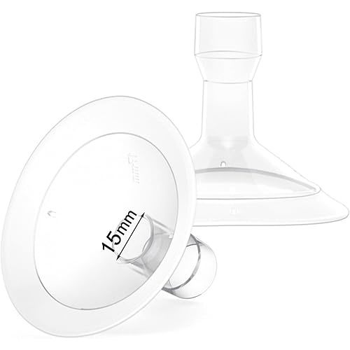 2 Count of 15mm Breast Pump Flanges Compatible with Medela/Lansinoh ComfortFit, Replace Medela PersonalFit Breast Shields, Accessories for Pump in Style Symphony Swing Harmony Freestyle Pump Parts