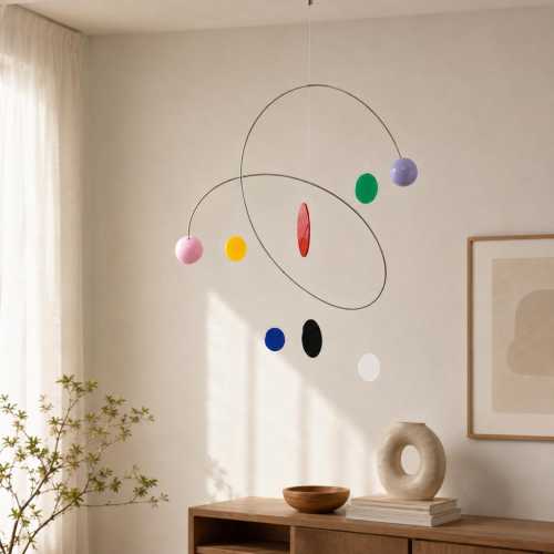 Colorful Kinetic Hanging Mobile, Kinetic Balance Sculpture, Modern Nursery & Living Room Decor, Housewarming Gift, Matisse Inspired Style