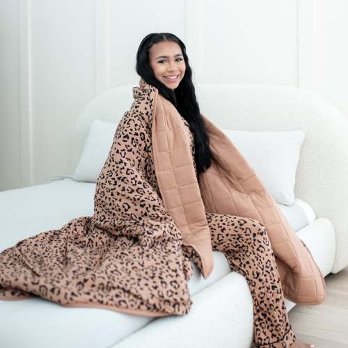 Adult Quilted Blanket in Latte Leopard 2.5