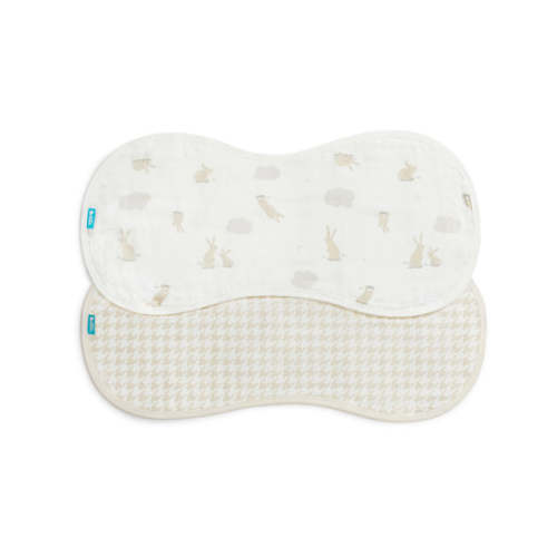 Burp Cloth 2 Pack Muslin White Cloud Bunnies